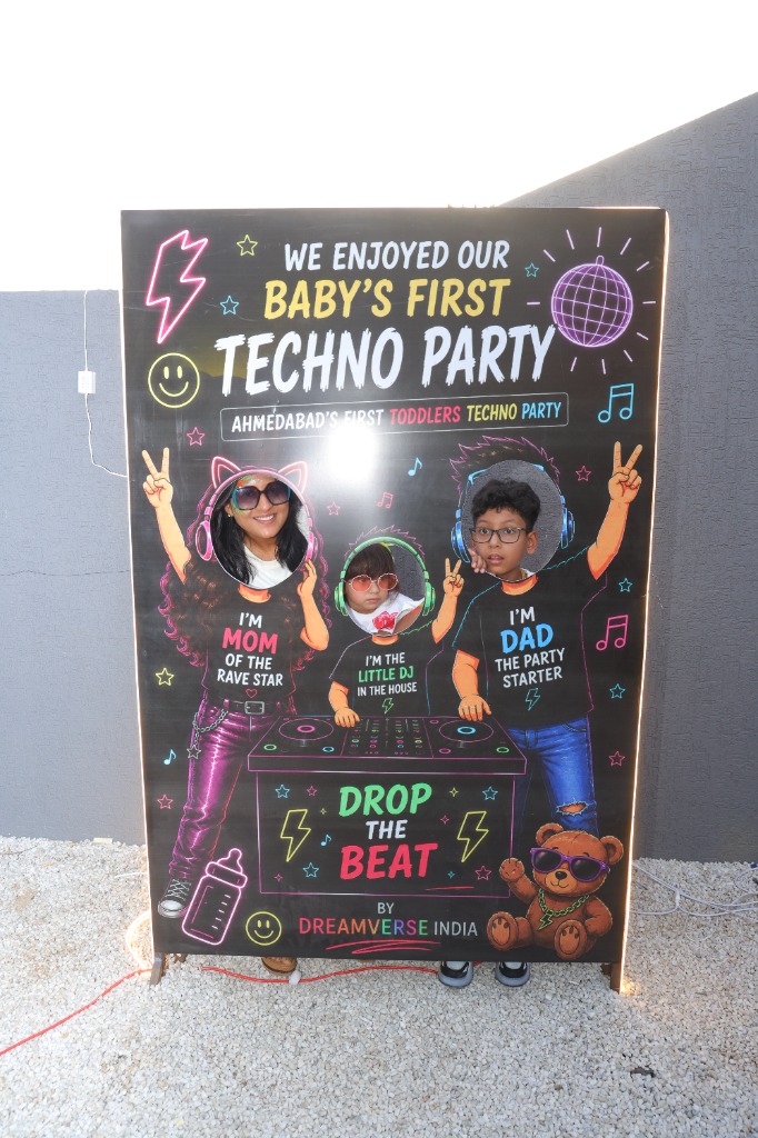 Photo booth fun at the Toddler Techno Party