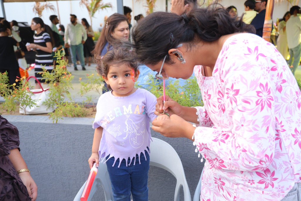 Neon face painting session for kids